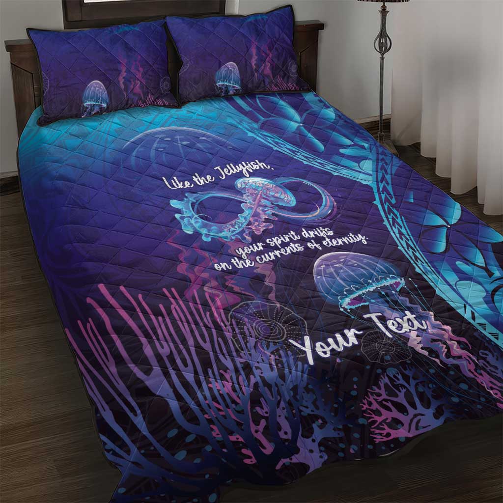 Polynesia Jellyfish Memorial Personalised Quilt Bed Set Infinity Jellies Polynesian Pattern LT14 Purple - Polynesian Pride