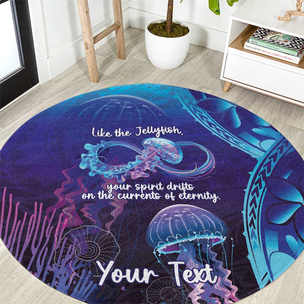 Polynesia Jellyfish Memorial Personalised Round Carpet Infinity Jellies Polynesian Pattern LT14 Purple - Polynesian Pride