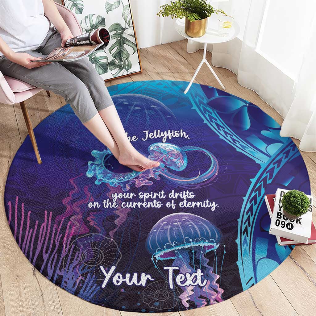 Polynesia Jellyfish Memorial Personalised Round Carpet Infinity Jellies Polynesian Pattern LT14 - Polynesian Pride
