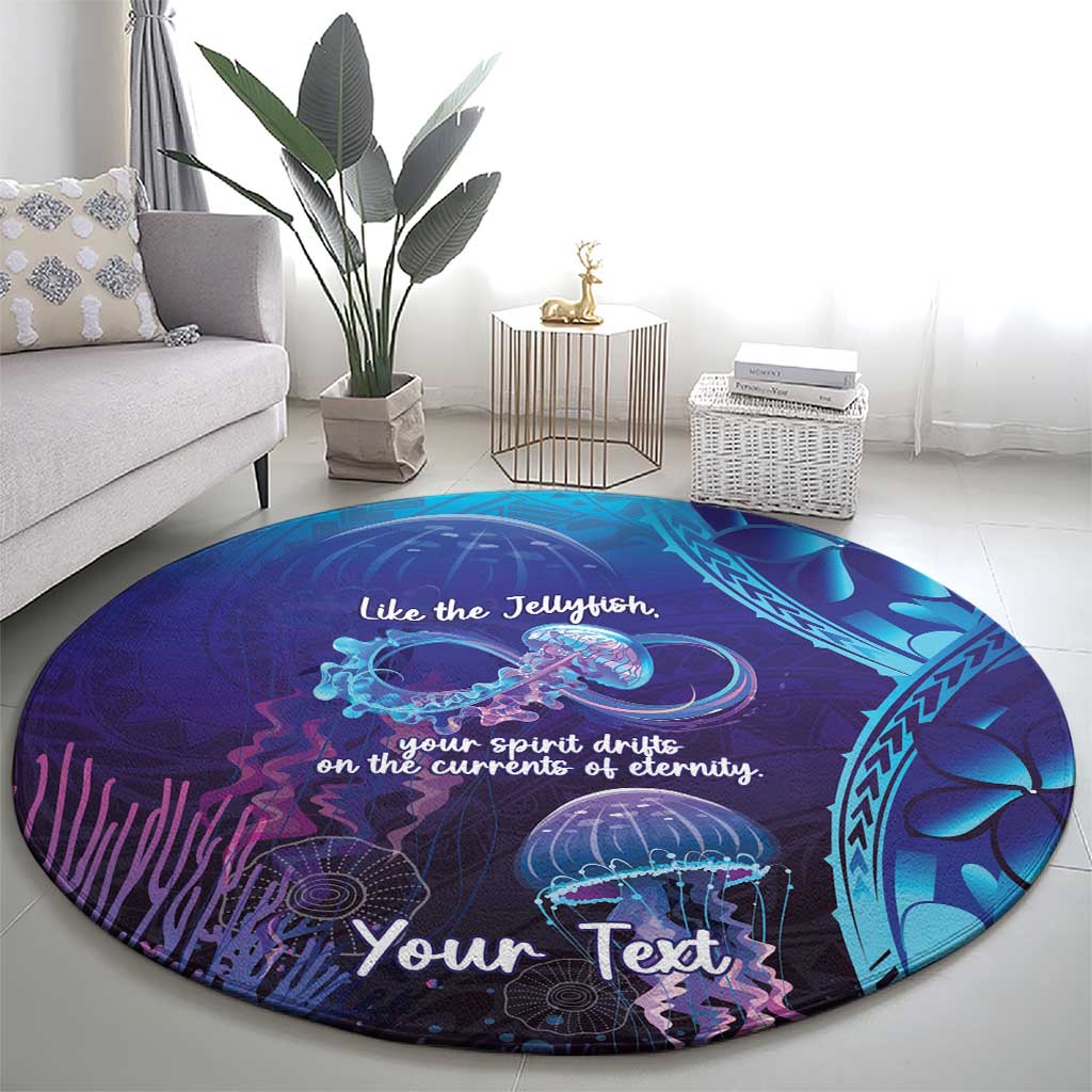 Polynesia Jellyfish Memorial Personalised Round Carpet Infinity Jellies Polynesian Pattern LT14 - Polynesian Pride