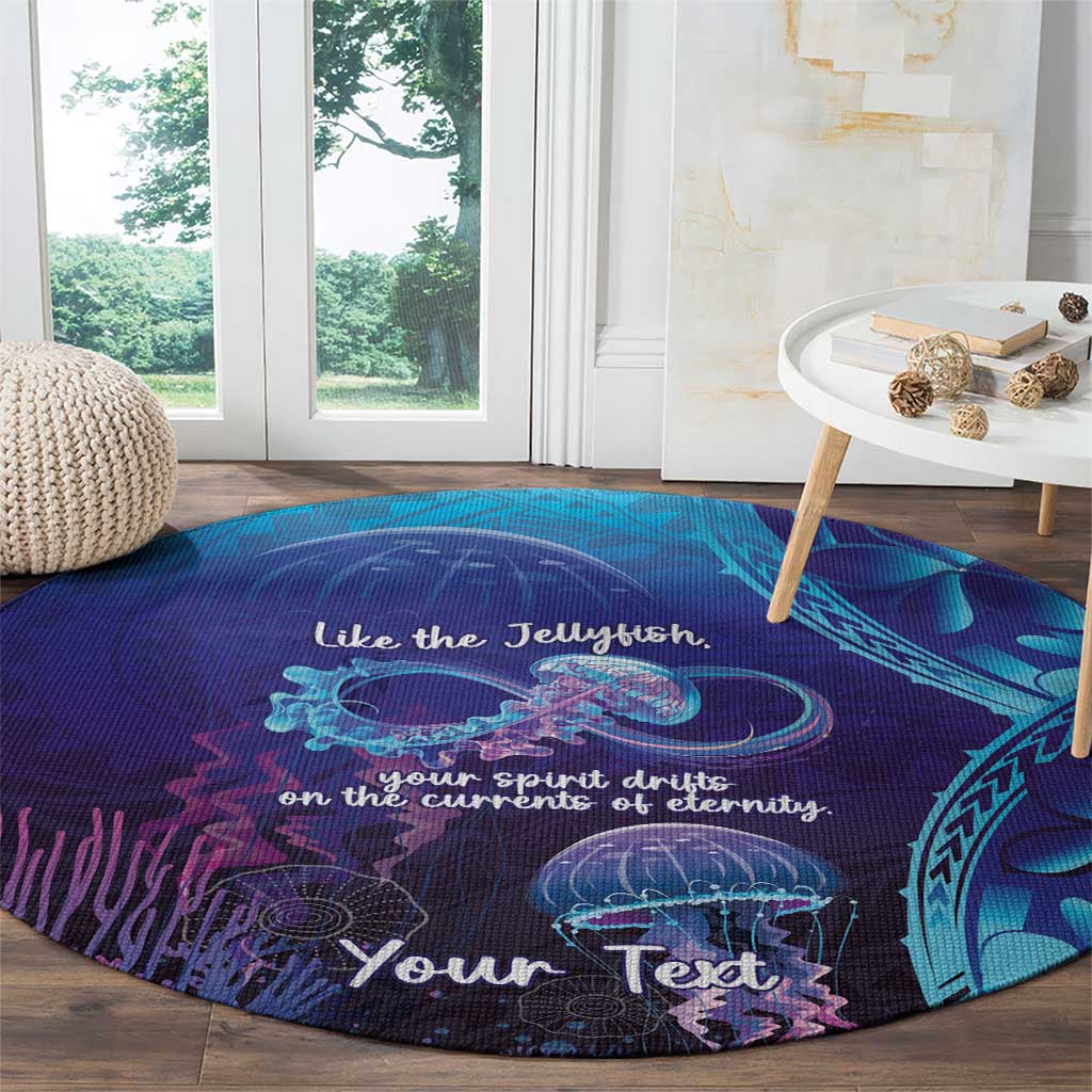 Polynesia Jellyfish Memorial Personalised Round Carpet Infinity Jellies Polynesian Pattern LT14 - Polynesian Pride