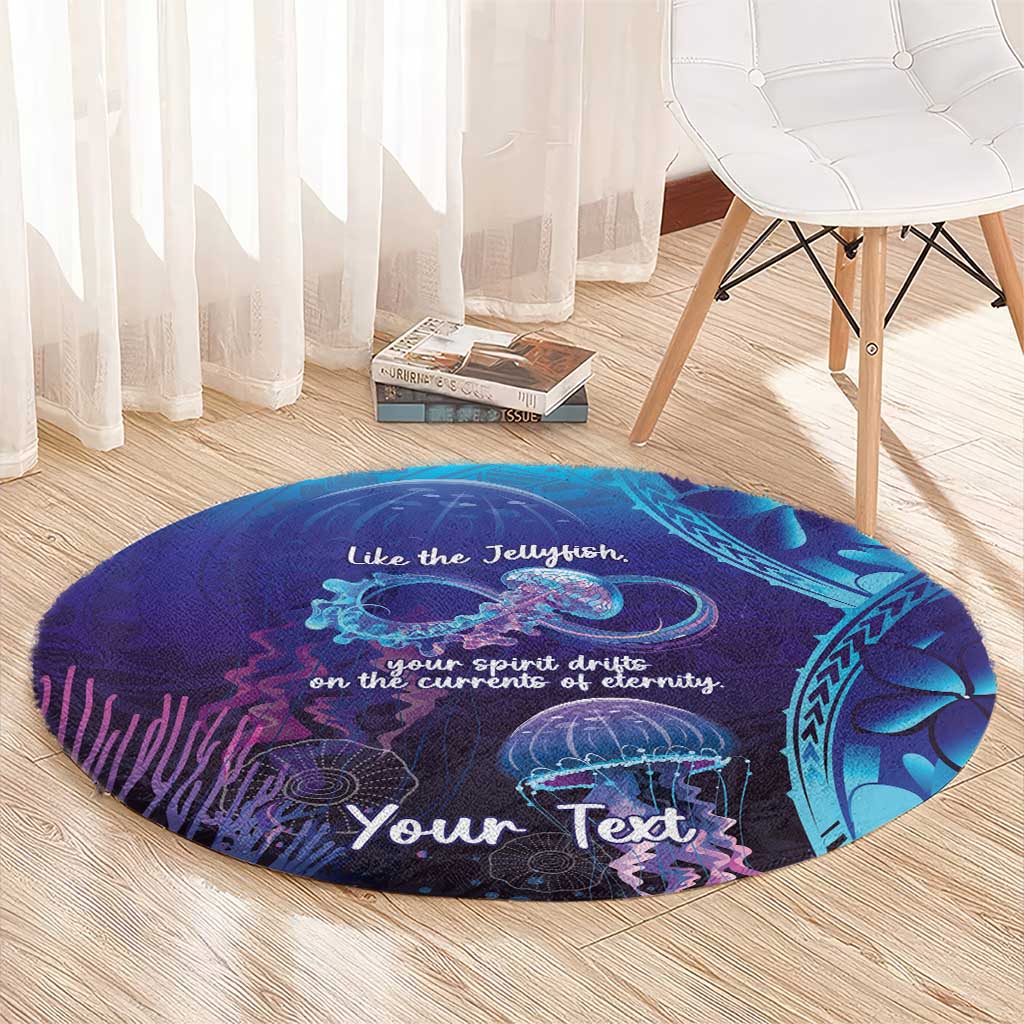 Polynesia Jellyfish Memorial Personalised Round Carpet Infinity Jellies Polynesian Pattern LT14 - Polynesian Pride