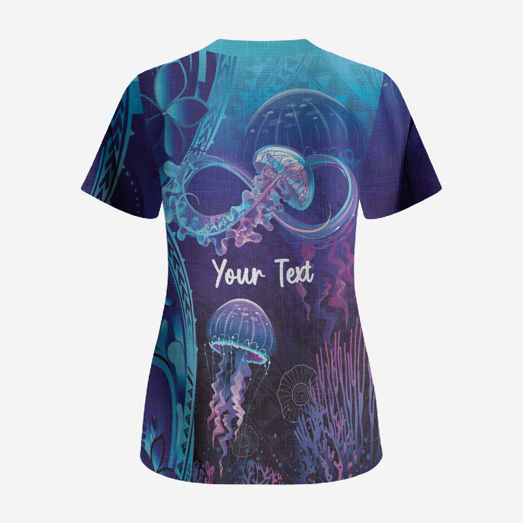Polynesia Jellyfish Memorial Personalised Scrub Top Infinity Jellies Polynesian Pattern LT14 - Polynesian Pride
