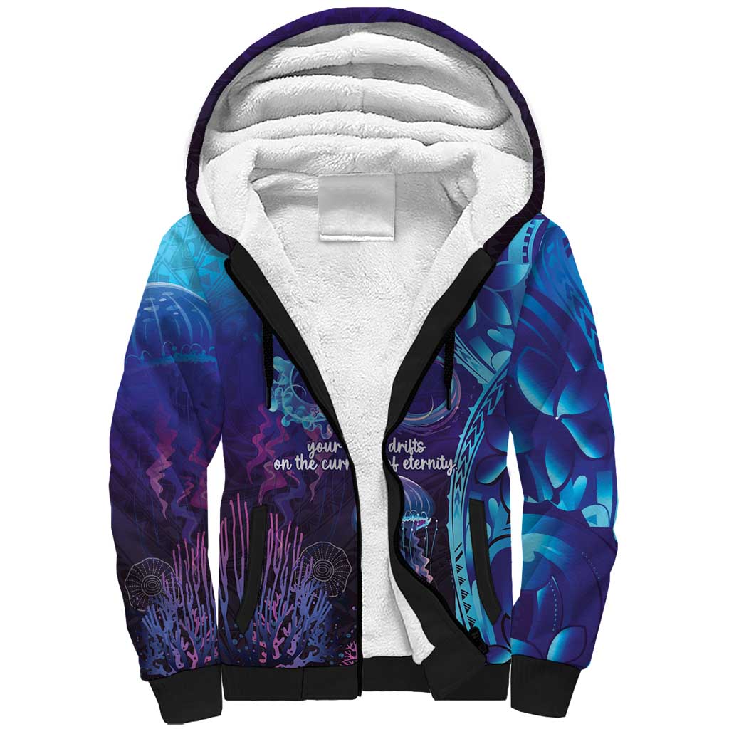 Polynesia Jellyfish Memorial Personalised Sherpa Hoodie Infinity Jellies Polynesian Pattern LT14 Unisex Purple - Polynesian Pride