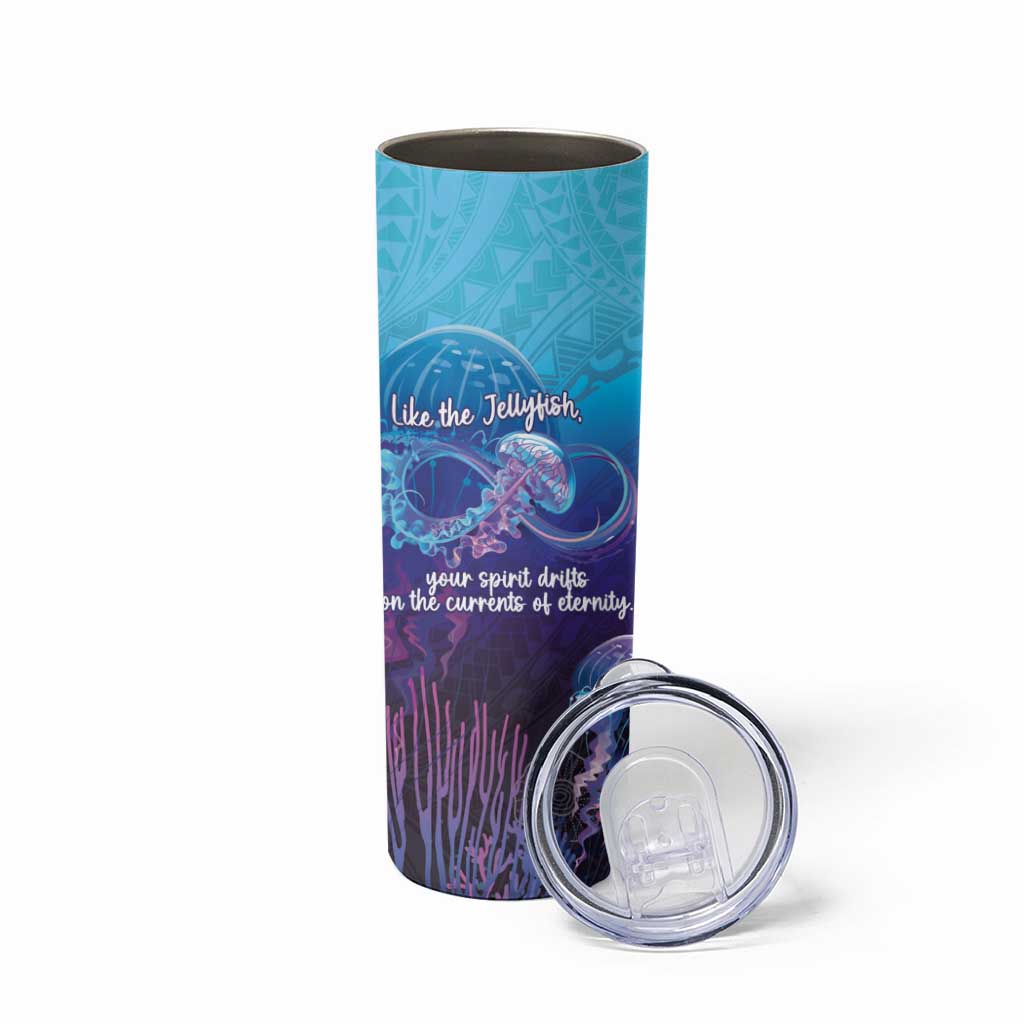 Polynesia Jellyfish Memorial Personalised Skinny Tumbler Infinity Jellies Polynesian Pattern LT14 - Polynesian Pride