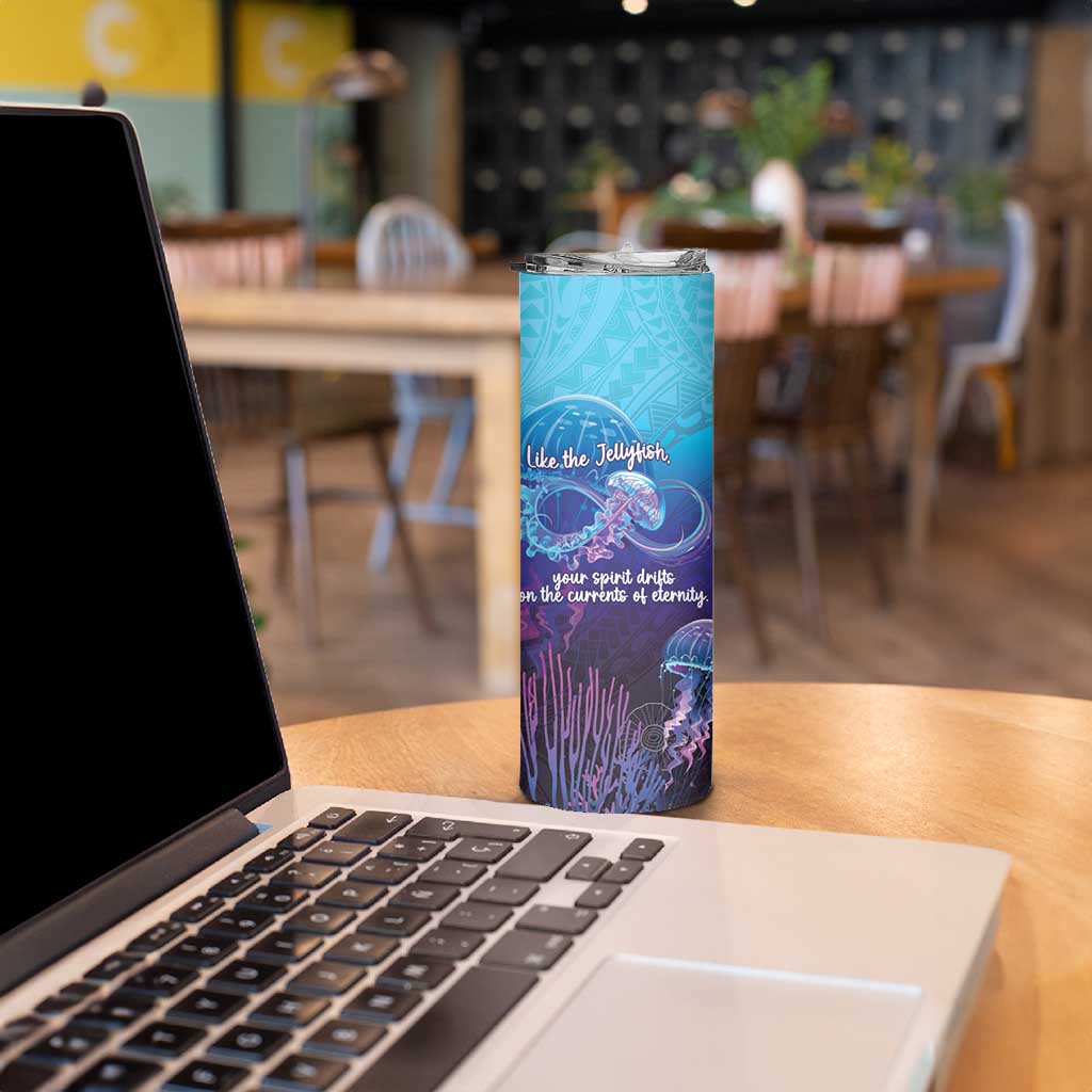 Polynesia Jellyfish Memorial Personalised Skinny Tumbler Infinity Jellies Polynesian Pattern LT14 - Polynesian Pride