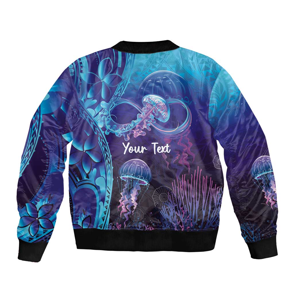 Polynesia Jellyfish Memorial Personalised Sleeve Zip Bomber Jacket Infinity Jellies Polynesian Pattern LT14 - Polynesian Pride