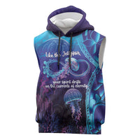 Polynesia Jellyfish Memorial Personalised Sleeveless Hoodie Infinity Jellies Polynesian Pattern LT14 Purple - Polynesian Pride