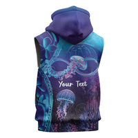 Polynesia Jellyfish Memorial Personalised Sleeveless Zip Hoodie Infinity Jellies Polynesian Pattern LT14 - Polynesian Pride