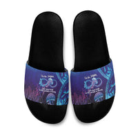 Polynesia Jellyfish Memorial Personalised Slide Sandals Infinity Jellies Polynesian Pattern LT14 Purple - Polynesian Pride