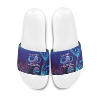 Polynesia Jellyfish Memorial Personalised Slide Sandals Infinity Jellies Polynesian Pattern LT14 Purple - Polynesian Pride