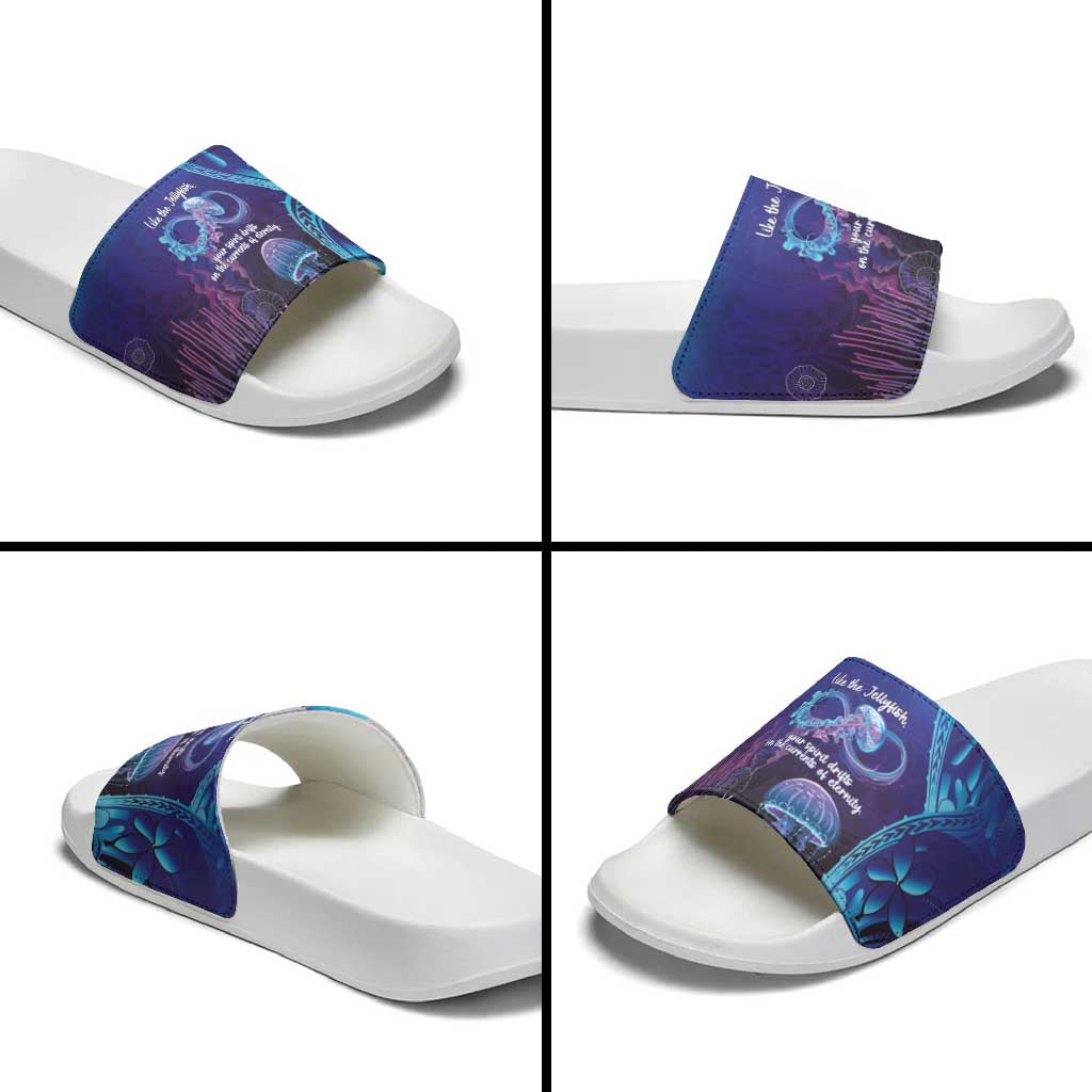 Polynesia Jellyfish Memorial Personalised Slide Sandals Infinity Jellies Polynesian Pattern LT14 - Polynesian Pride