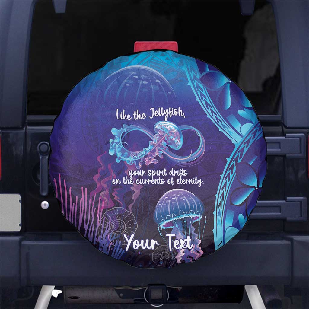 Polynesia Jellyfish Memorial Personalised Spare Tire Cover Infinity Jellies Polynesian Pattern LT14 No hole Purple - Polynesian Pride