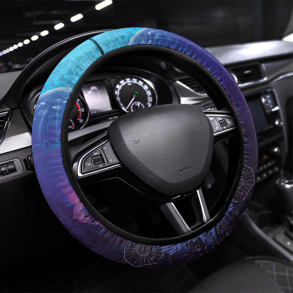 Polynesia Jellyfish Memorial Steering Wheel Cover Infinity Jellies Polynesian Pattern LT14 Universal Fit Purple - Polynesian Pride