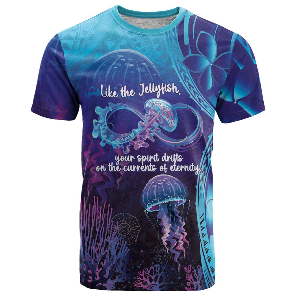 Polynesia Jellyfish Memorial Personalised T Shirt Infinity Jellies Polynesian Pattern LT14 Purple - Polynesian Pride