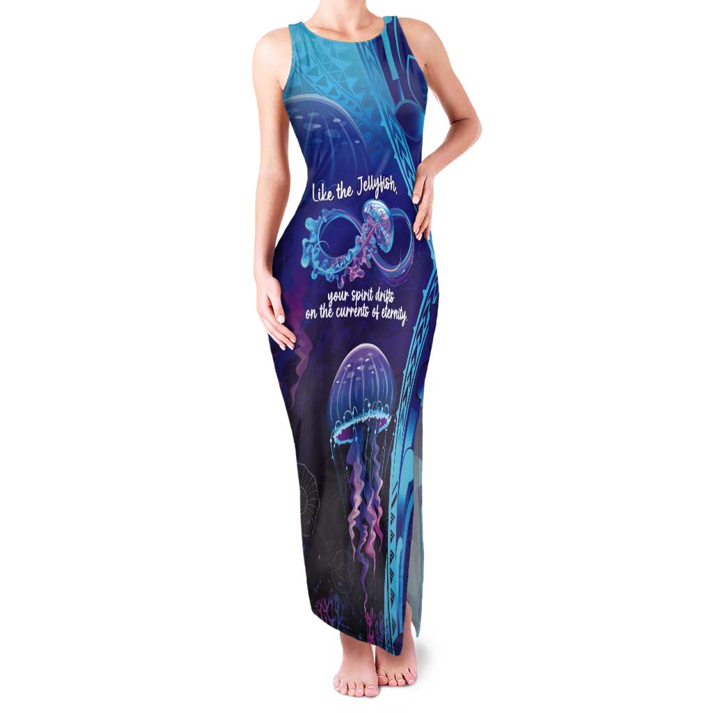 Polynesia Jellyfish Memorial Personalised Tank Maxi Dress Infinity Jellies Polynesian Pattern LT14 Women Purple - Polynesian Pride