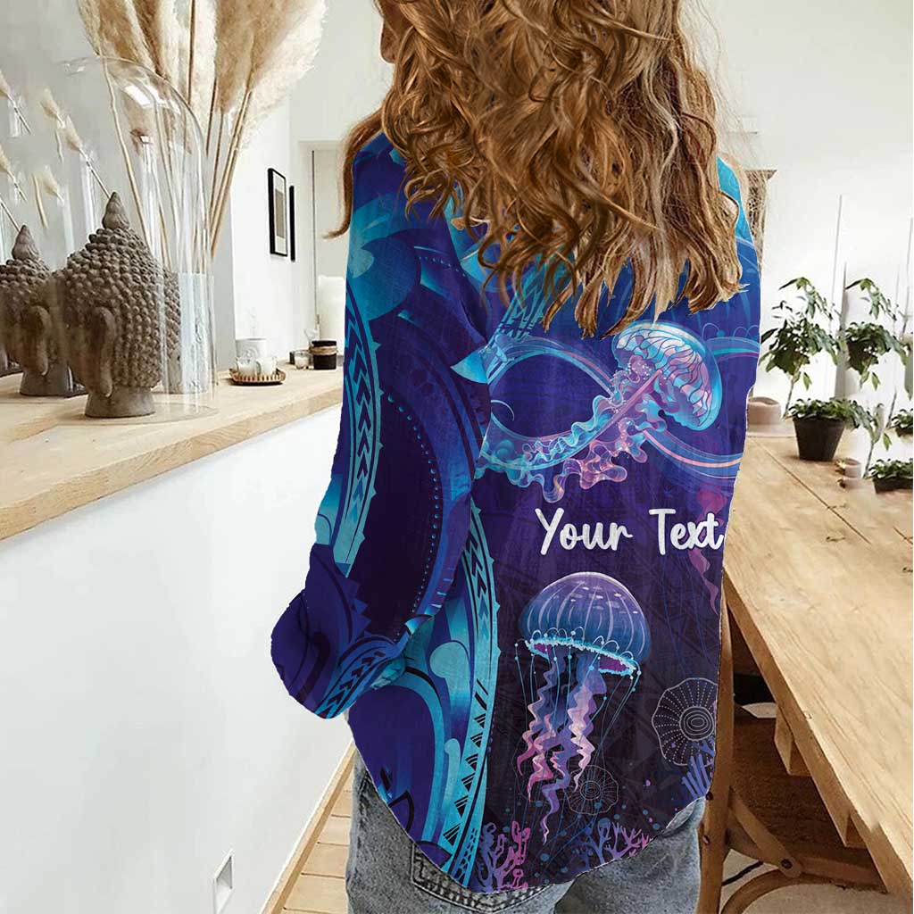 Polynesia Jellyfish Memorial Personalised Women Casual Shirt Infinity Jellies Polynesian Pattern LT14 - Polynesian Pride