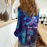 Polynesia Jellyfish Memorial Personalised Women Casual Shirt Infinity Jellies Polynesian Pattern LT14 - Polynesian Pride