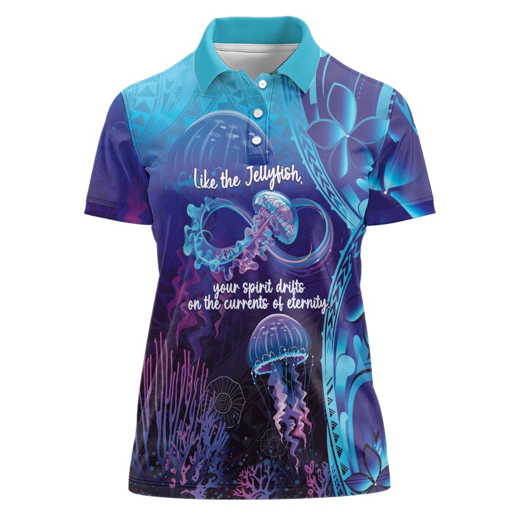 Polynesia Jellyfish Memorial Personalised Women Polo Shirt Infinity Jellies Polynesian Pattern LT14 Female Purple - Polynesian Pride