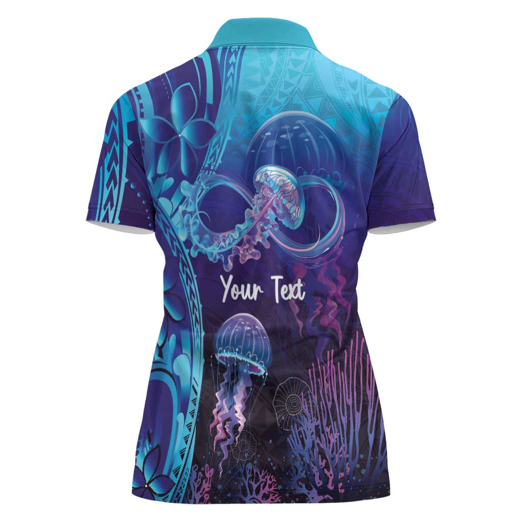 Polynesia Jellyfish Memorial Personalised Women Polo Shirt Infinity Jellies Polynesian Pattern