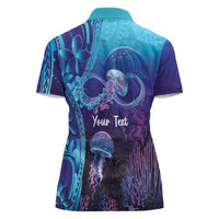 Polynesia Jellyfish Memorial Personalised Women Polo Shirt Infinity Jellies Polynesian Pattern