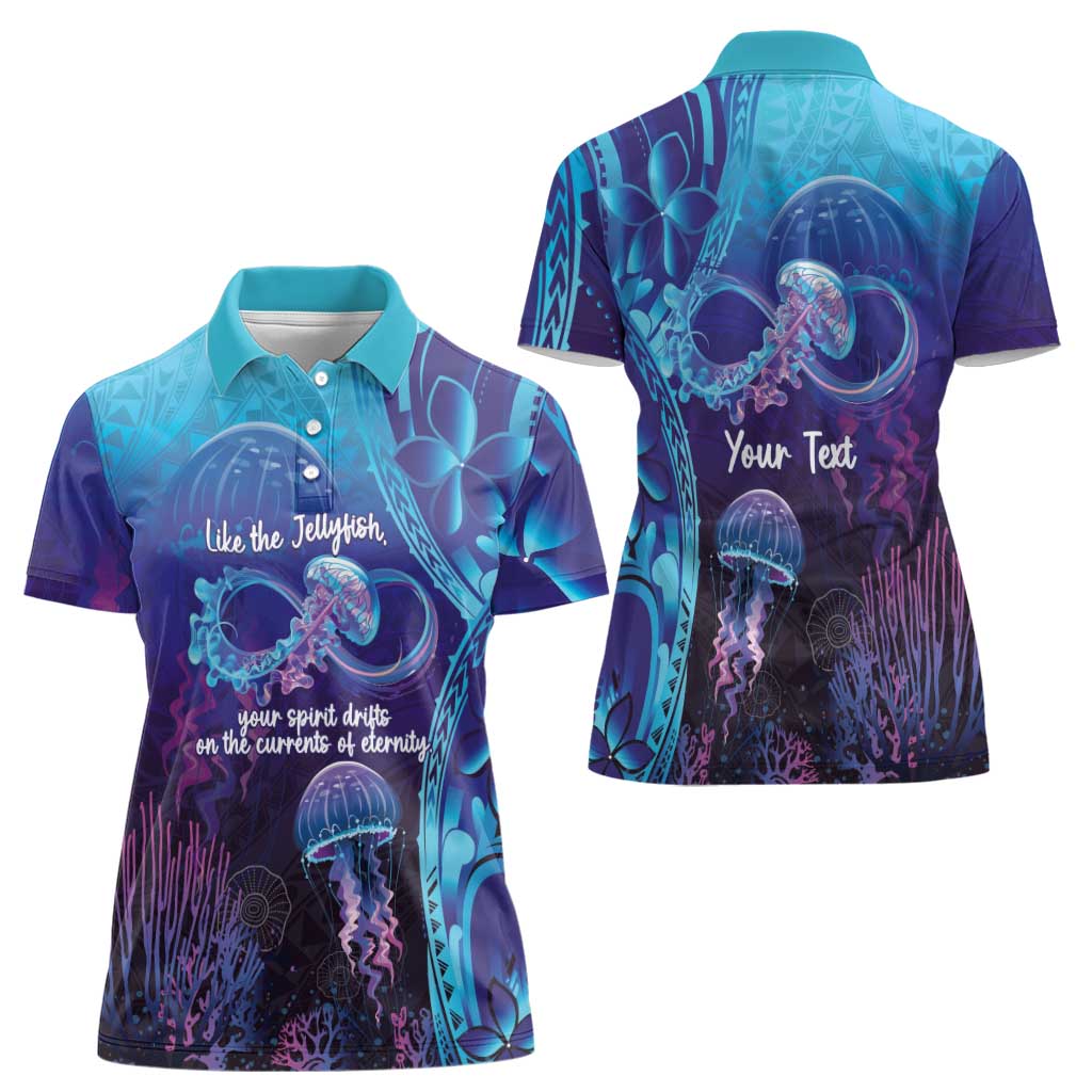 Polynesia Jellyfish Memorial Personalised Women Polo Shirt Infinity Jellies Polynesian Pattern