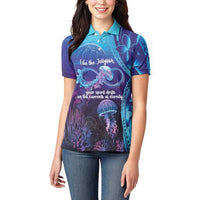 Polynesia Jellyfish Memorial Personalised Women Polo Shirt Infinity Jellies Polynesian Pattern