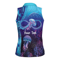 Polynesia Jellyfish Memorial Personalised Women Sleeveless Polo Shirt Infinity Jellies Polynesian Pattern LT14 - Polynesian Pride
