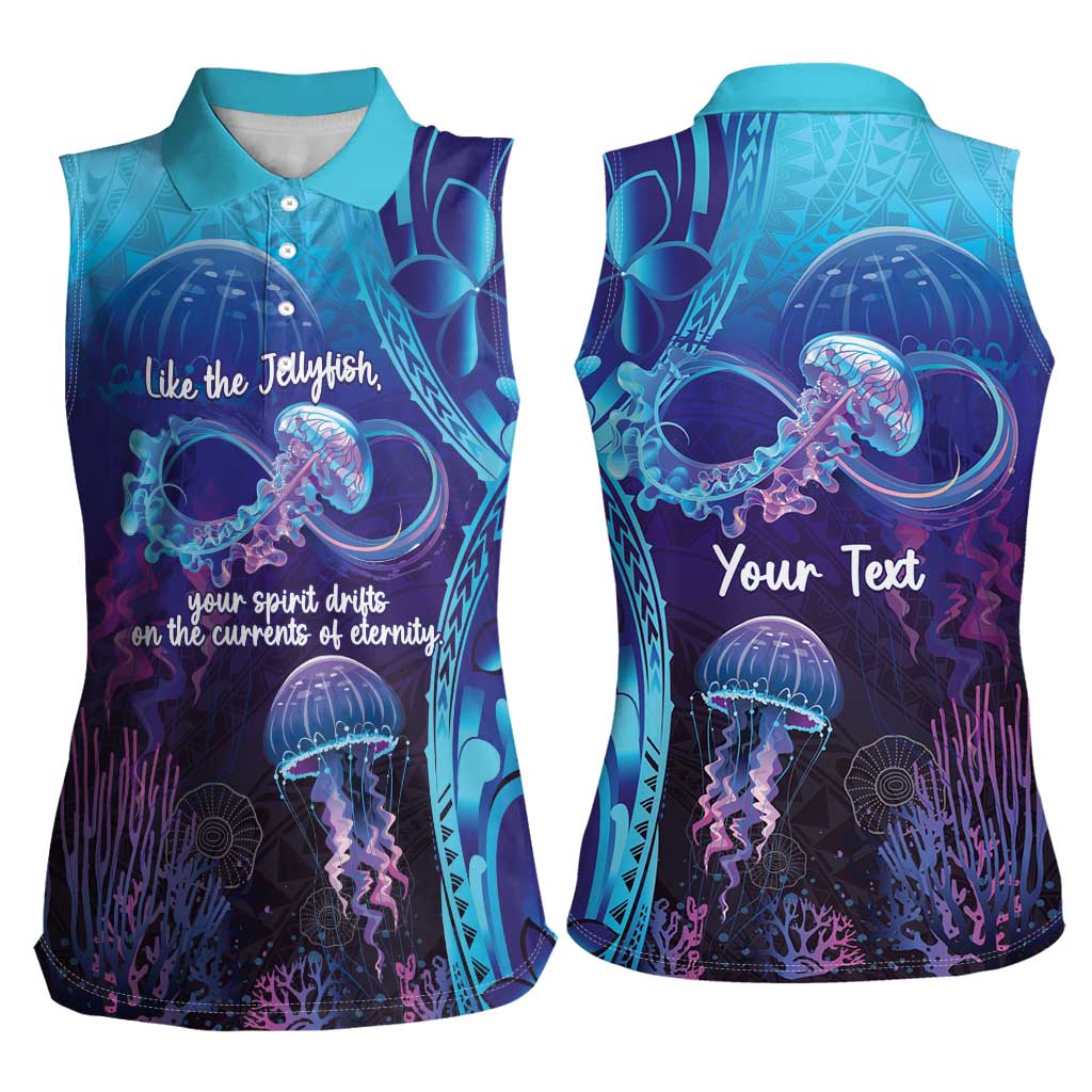 Polynesia Jellyfish Memorial Personalised Women Sleeveless Polo Shirt Infinity Jellies Polynesian Pattern LT14 - Polynesian Pride