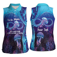 Polynesia Jellyfish Memorial Personalised Women Sleeveless Polo Shirt Infinity Jellies Polynesian Pattern LT14 - Polynesian Pride