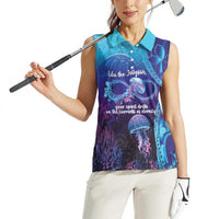 Polynesia Jellyfish Memorial Personalised Women Sleeveless Polo Shirt Infinity Jellies Polynesian Pattern LT14 - Polynesian Pride