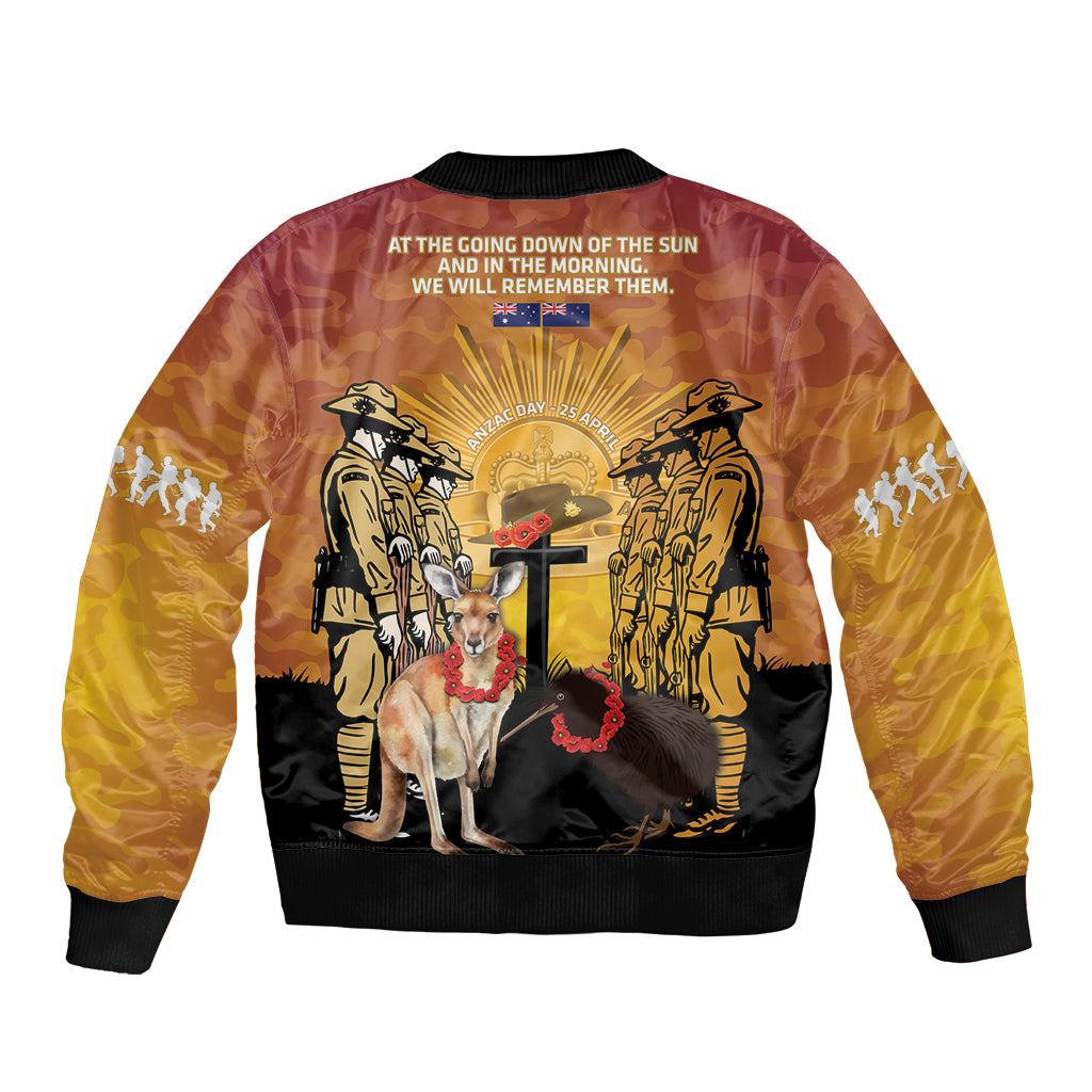 Australia And New Zealand ANZAC Bomber Jacket Aussie Kangaroo With Aotearoa Kiwi Lest We Forget LT14 - Polynesian Pride
