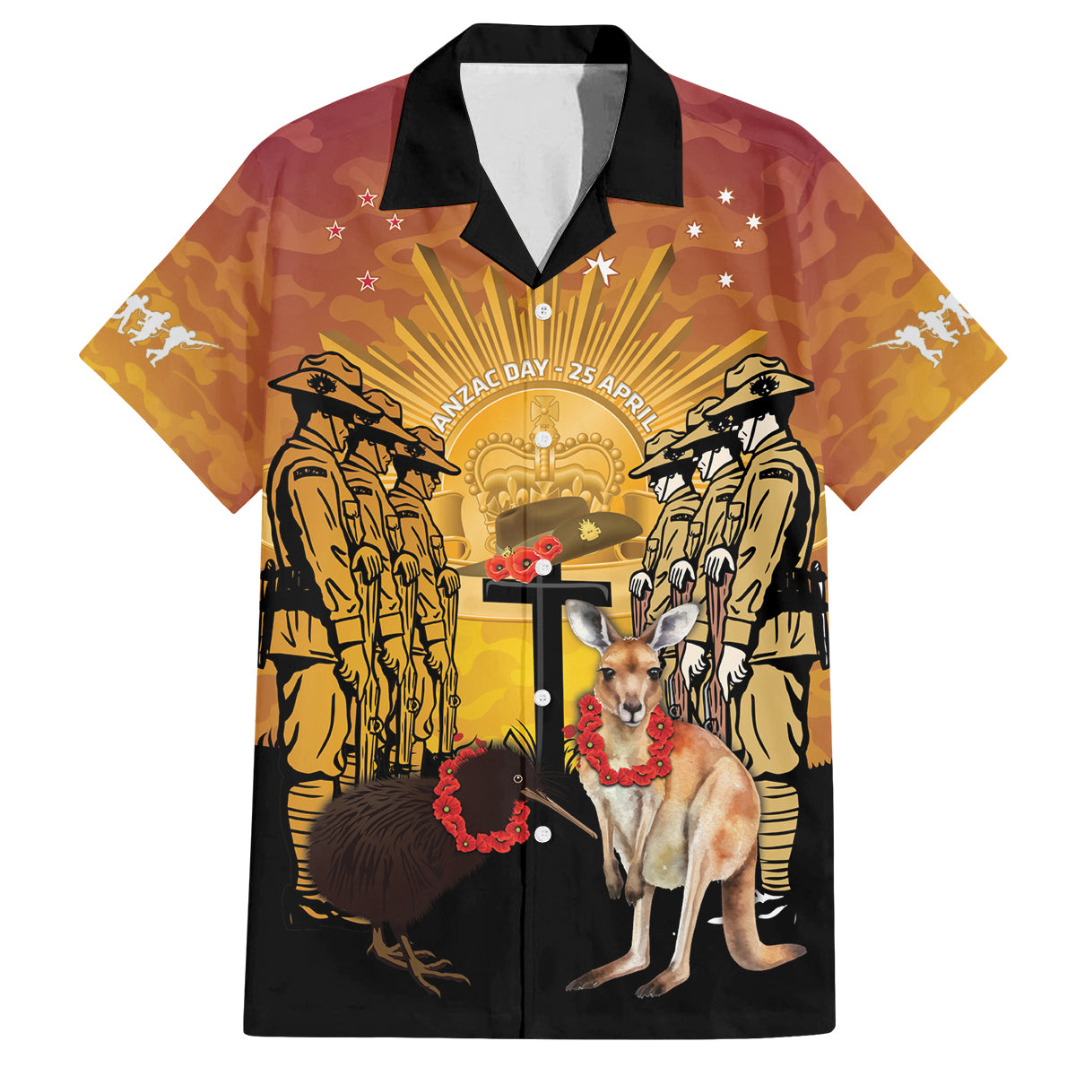 Australia And New Zealand ANZAC Family Matching Off The Shoulder Long Sleeve Dress and Hawaiian Shirt Aussie Kangaroo With Aotearoa Kiwi Lest We Forget