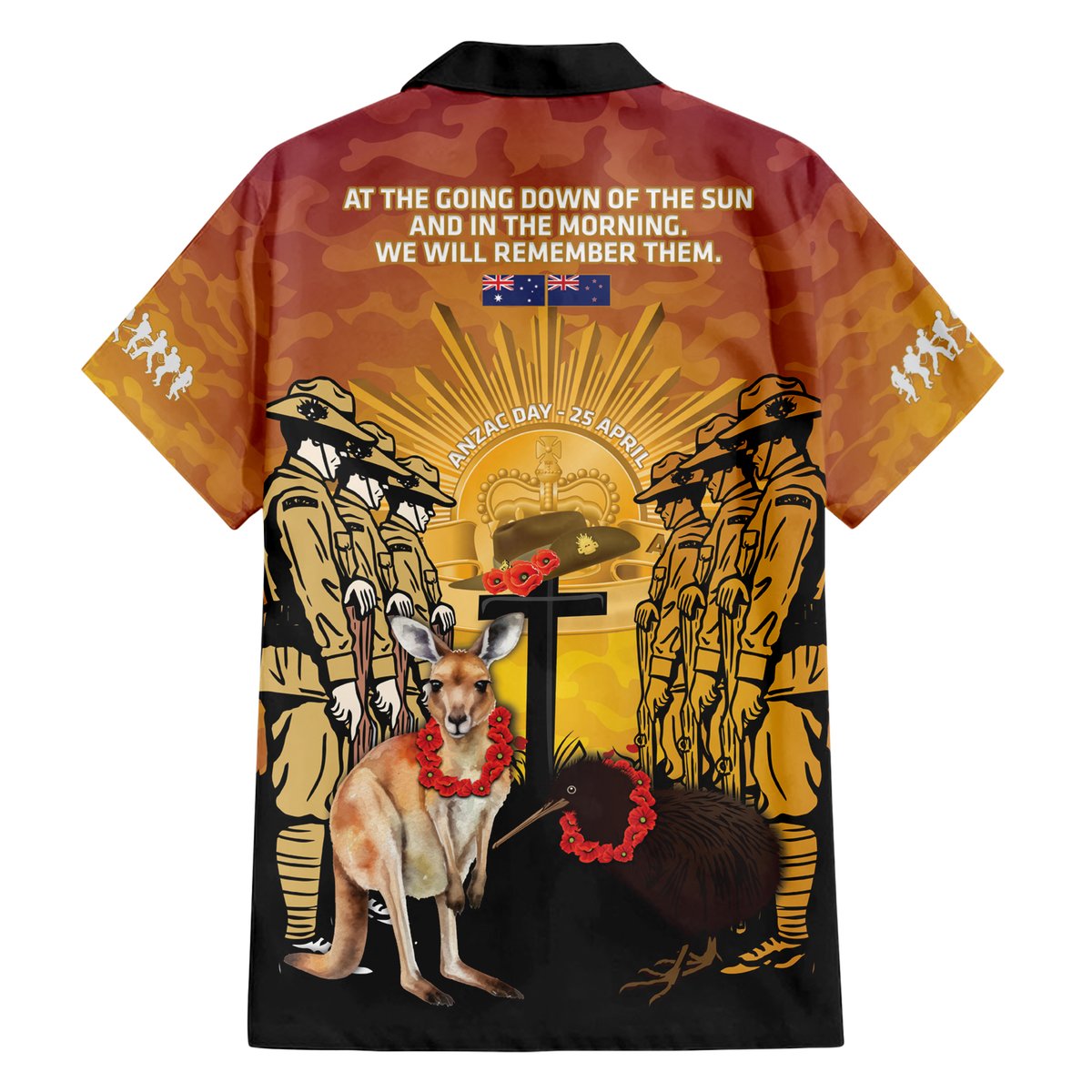 Australia And New Zealand ANZAC Hawaiian Shirt Aussie Kangaroo With Aotearoa Kiwi Lest We Forget LT14 - Polynesian Pride