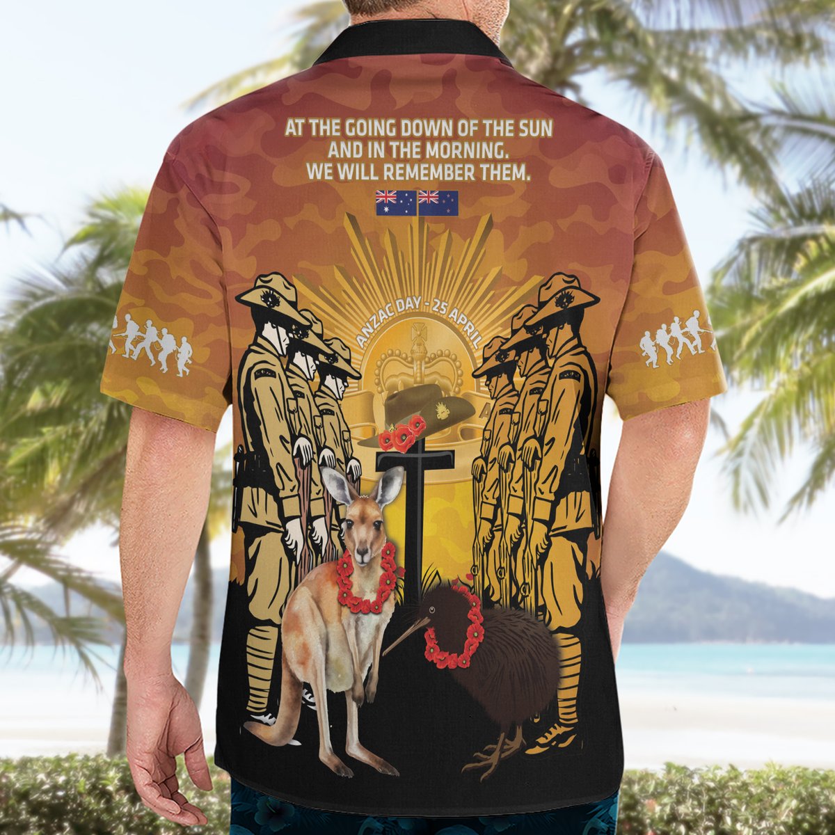 Australia And New Zealand ANZAC Hawaiian Shirt Aussie Kangaroo With Aotearoa Kiwi Lest We Forget LT14 - Polynesian Pride
