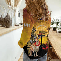 Australia And New Zealand ANZAC Women Casual Shirt Aussie Kangaroo With Aotearoa Kiwi Lest We Forget