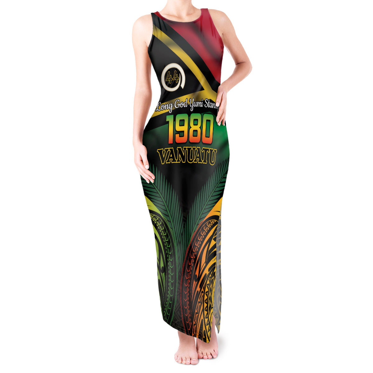 Vanuatu 1980 Tank Maxi Dress Hapi 44 Yia Indipendens Anivesari