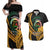 Personalised Vanuatu Independence Day Couples Matching Off Shoulder Maxi Dress and Hawaiian Shirt July 30 Vanuatuan Pig Tusk