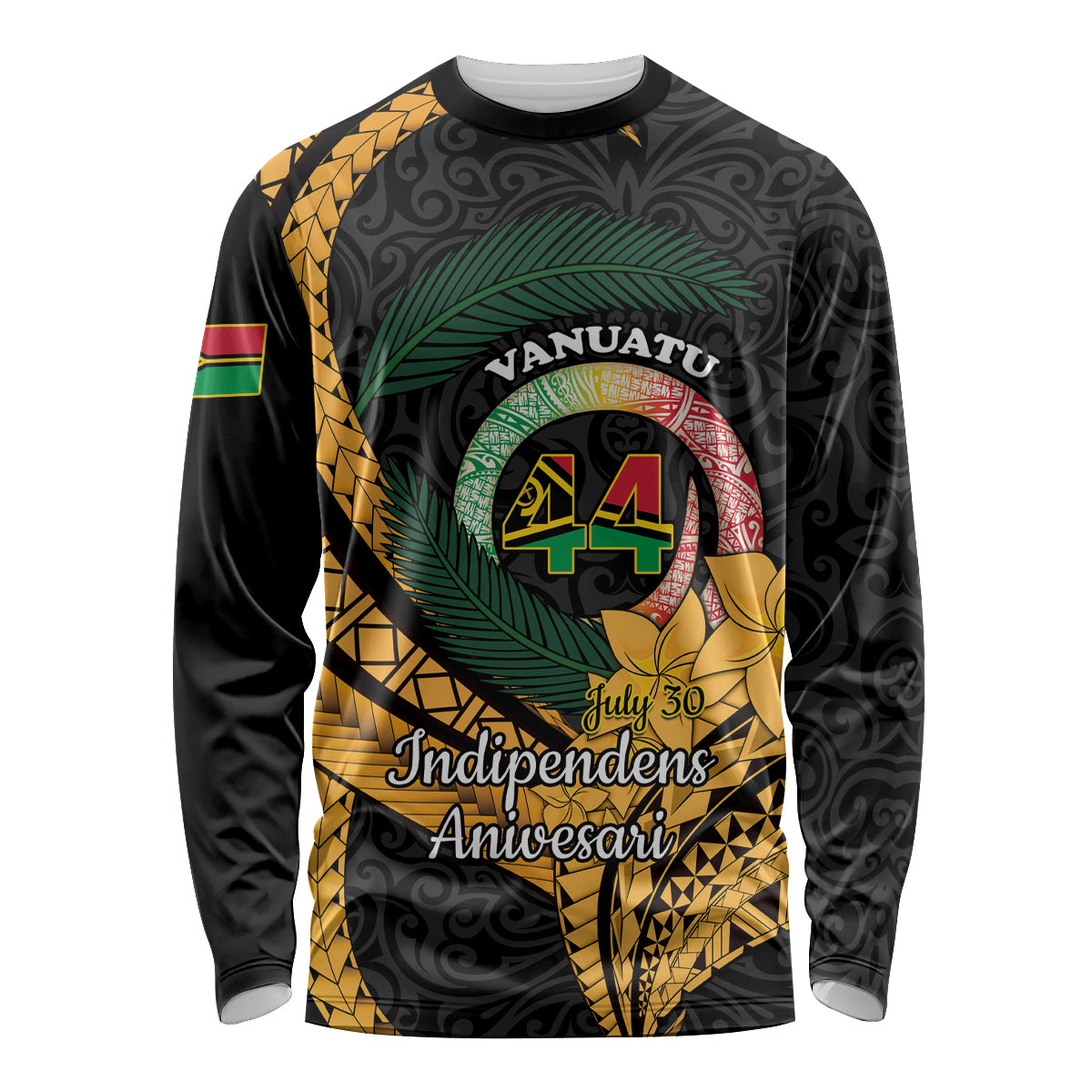 Personalised Vanuatu Independence Day Long Sleeve Shirt July 30 Vanuatuan Pig Tusk