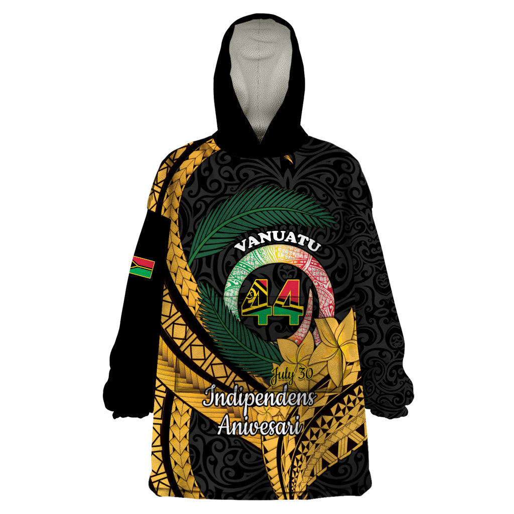 Personalised Vanuatu Independence Day Wearable Blanket Hoodie July 30 Vanuatuan Pig Tusk