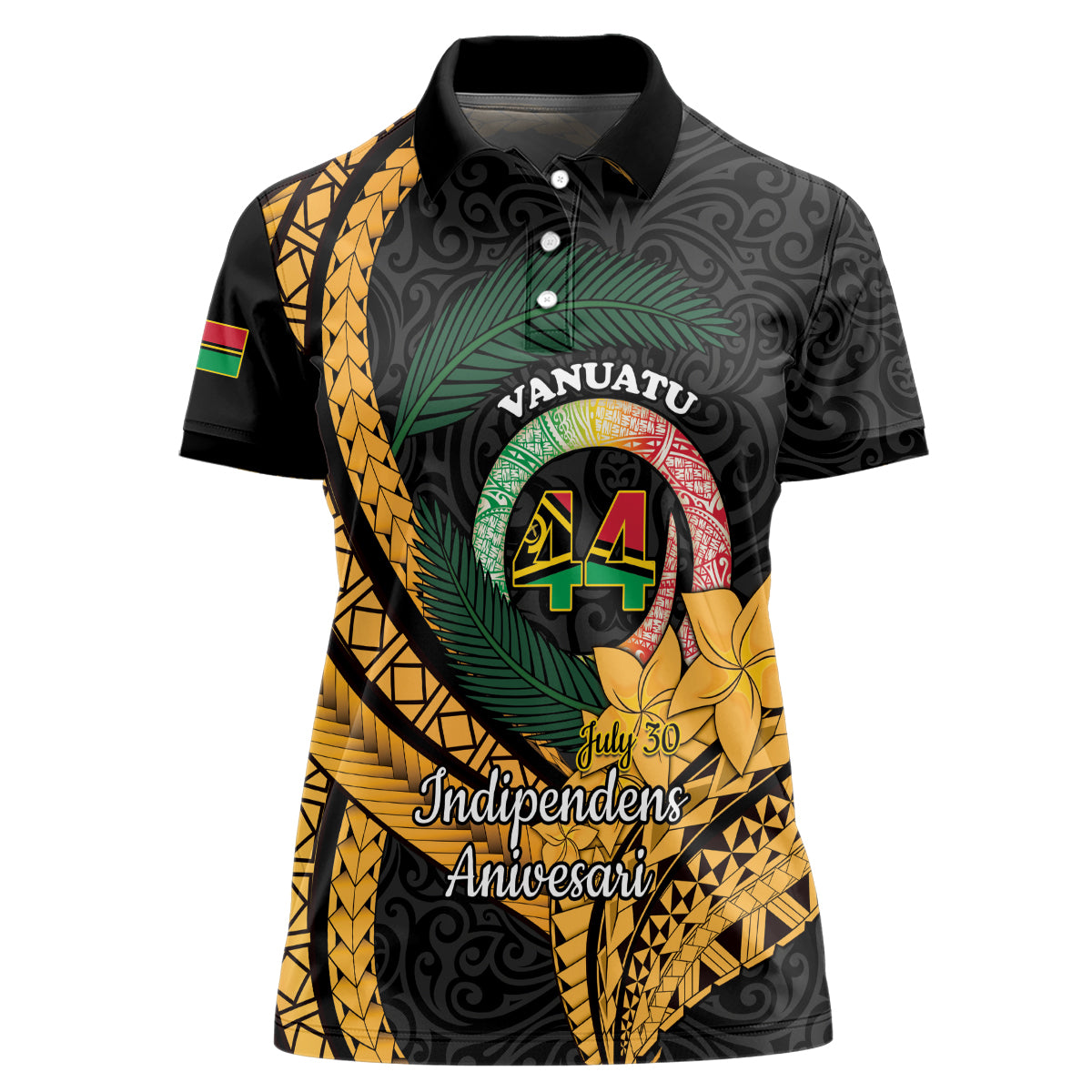 Personalised Vanuatu Independence Day Women Polo Shirt July 30 Vanuatuan Pig Tusk