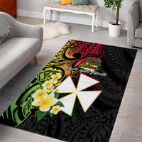 Wallis and Futuna Victory Day Area Rug Liberty Equality Fraternity Polynesian Plumeria