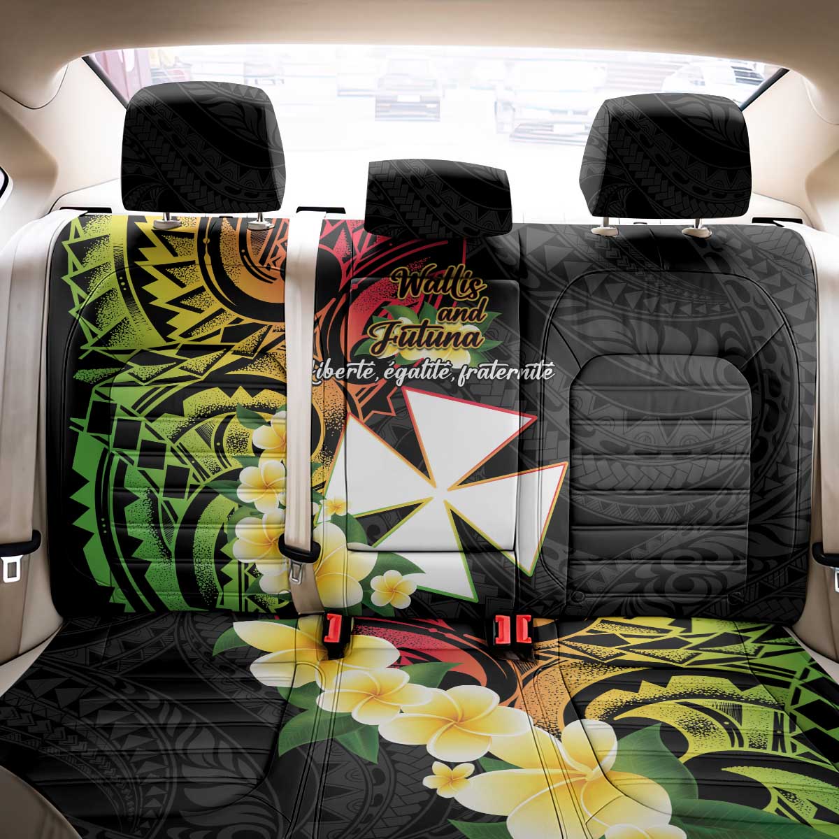 Wallis and Futuna Victory Day Back Car Seat Cover Liberty Equality Fraternity Polynesian Plumeria