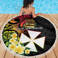 Wallis and Futuna Victory Day Beach Blanket Liberty Equality Fraternity Polynesian Plumeria