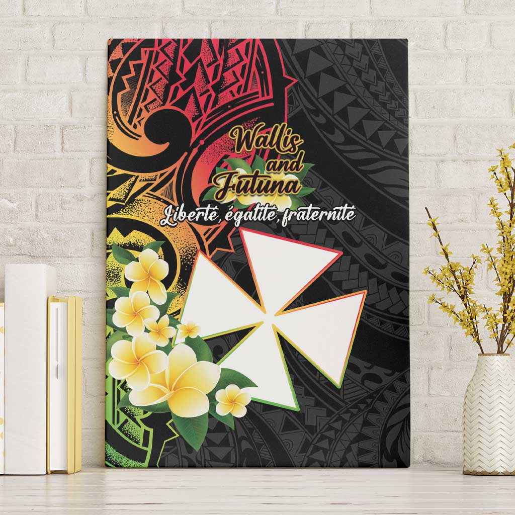 Wallis and Futuna Victory Day Canvas Wall Art Liberty Equality Fraternity Polynesian Plumeria