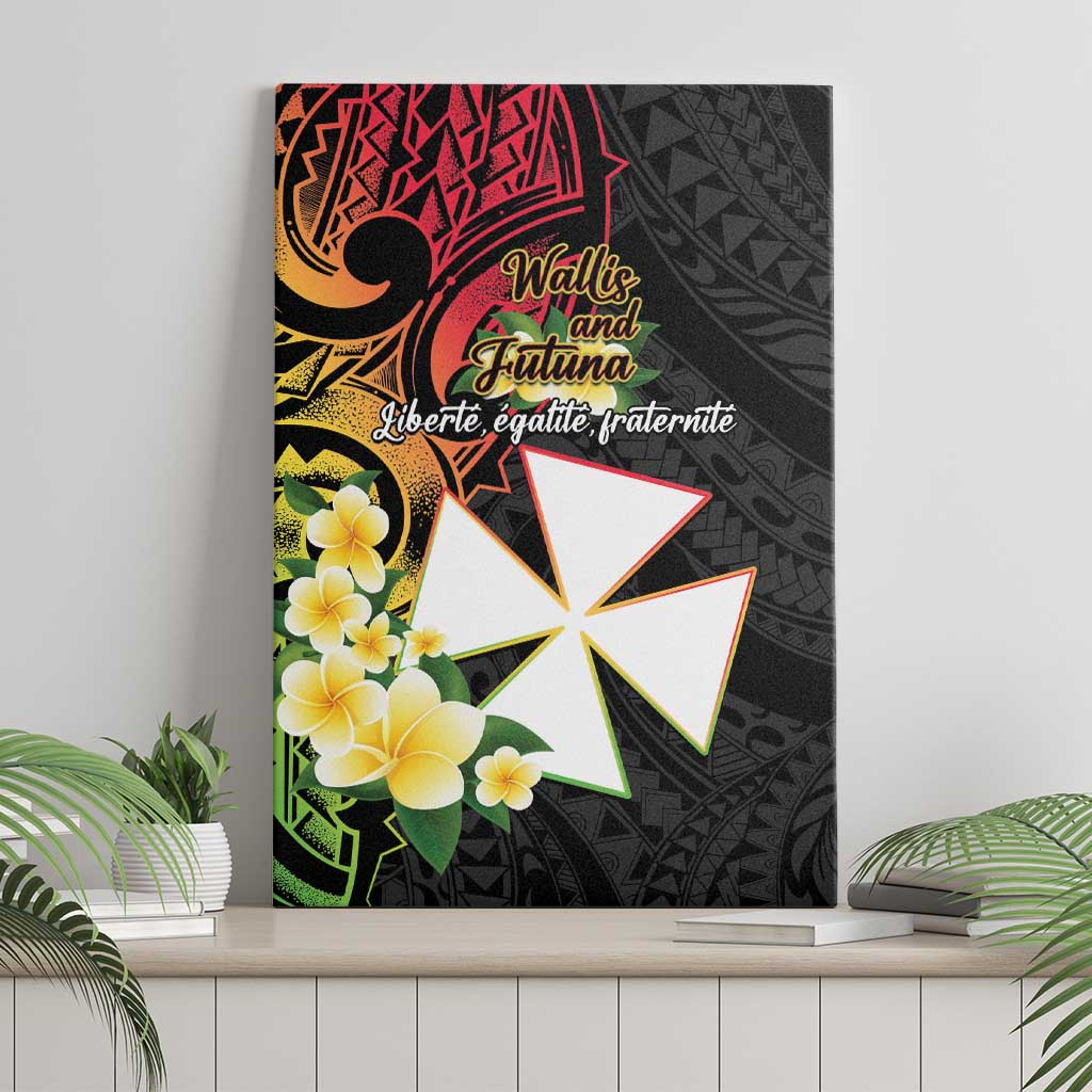 Wallis and Futuna Victory Day Canvas Wall Art Liberty Equality Fraternity Polynesian Plumeria
