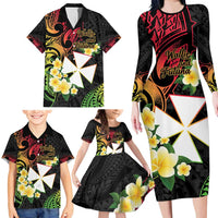 Wallis and Futuna Victory Day Family Matching Long Sleeve Bodycon Dress and Hawaiian Shirt Liberty Equality Fraternity Polynesian Plumeria