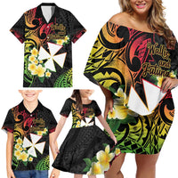 Wallis and Futuna Victory Day Family Matching Off Shoulder Short Dress and Hawaiian Shirt Liberty Equality Fraternity Polynesian Plumeria