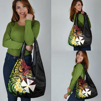 Wallis and Futuna Victory Day Grocery Bag Liberty Equality Fraternity Polynesian Plumeria