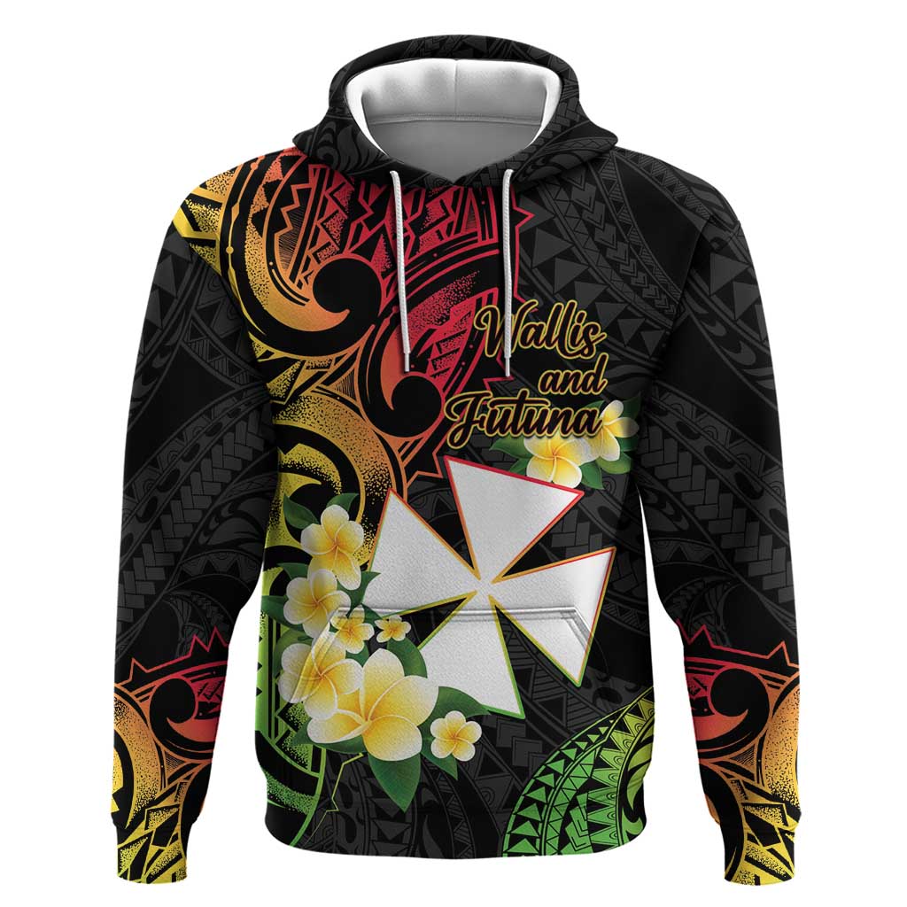 Wallis and Futuna Victory Day Hoodie Liberty Equality Fraternity Polynesian Plumeria